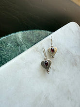 Load image into Gallery viewer, Vintage Garnet Cabochon Sterling Silver Earrings
