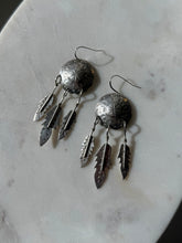 Load image into Gallery viewer, Vintage Sterling Silver Concho Feather Earrings
