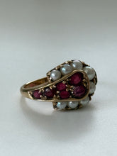 Load image into Gallery viewer, Art Deco 14k Gold Pearl &amp; Ruby Ring
