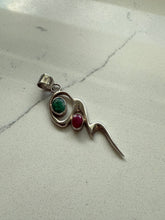 Load image into Gallery viewer, Ruby &amp; Emerald Sterling Silver Pendant
