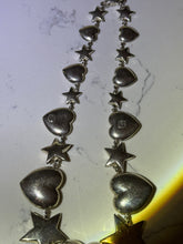 Load image into Gallery viewer, Chunky Vintage Mexican Sterling Silver Heart &amp; Star Necklace
