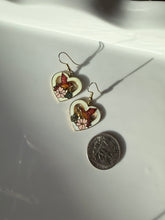 Load image into Gallery viewer, Floral Bird Cloisonné Enamel Gold Plated Heart Earrings
