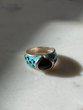 Load image into Gallery viewer, Canadian Blue Enamel Sterling Silver Ring Size 9.25
