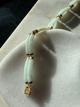 Load image into Gallery viewer, Green Jade Double Row 14k Gold Bracelet 7”
