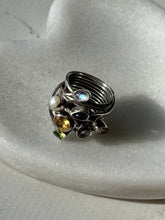 Load image into Gallery viewer, Multistone Chunky Sterling Silver Ring Size 6.5
