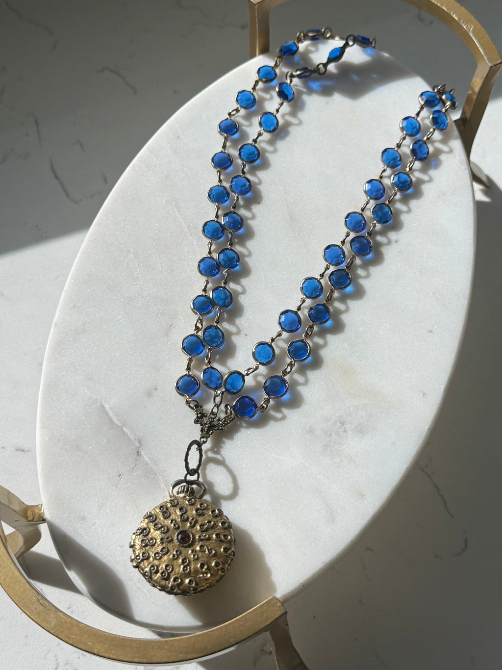 Vintage Czech Glass Perfume Locket Necklace