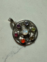 Load image into Gallery viewer, Vintage Cabochon Multi-Gemstone Sterling Pendant
