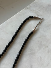 Load image into Gallery viewer, Vintage Black Onyx Bead Sterling Silver Necklace 18”
