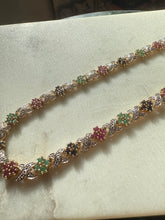 Load image into Gallery viewer, y2k Emerald Ruby Blue Sapphire Gold Vermeil Necklace 17”
