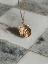 Load image into Gallery viewer, Vintage 14k Gold Dainty Pearl Shell Charm
