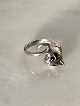 Load image into Gallery viewer, Blue Sapphire Sterling Silver Feline Ring Size 5.75
