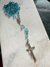 Load image into Gallery viewer, Vintage Blue Bead Sterling Silver Rosary 26”
