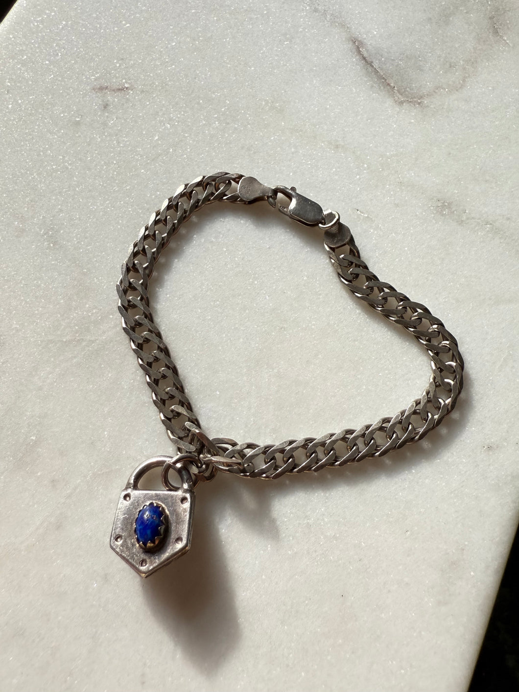 Lapis Sterling Silver Bracelet 8”