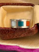 Load image into Gallery viewer, Multistone Inlay Solid Sterling Silver Ring Size 8
