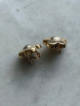 Load image into Gallery viewer, Italian 14k Yellow Gold Flower Omega Back Earrings *has dents*
