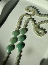 Load image into Gallery viewer, Heart Green Jade Necklace 32”
