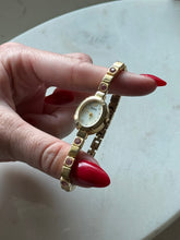 Load image into Gallery viewer, Vintage Elgin Pink Studded Gold Tone Ladies Wrist Watch 7.75”
