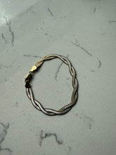 Load image into Gallery viewer, Double Sided Gold Vermeil Braided Herringbone Sterling Bracelet 7.5”
