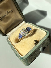 Load image into Gallery viewer, Purple &amp; White Glass Sterling Silver Ring Size 8
