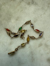 Load image into Gallery viewer, Italian 14k Yellow Gold Multicolor Station Bracelet 7.75”
