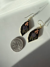 Load image into Gallery viewer, Vintage Cloisonné Enamel Floral Gold Plated Earrings

