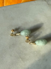 Load image into Gallery viewer, Green Jade 14k Gold Push Back Earrings
