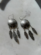 Load image into Gallery viewer, Vintage Sterling Silver Concho Feather Earrings

