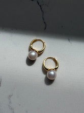 Load image into Gallery viewer, Gold Vermeil Pearl Clicker Hoops
