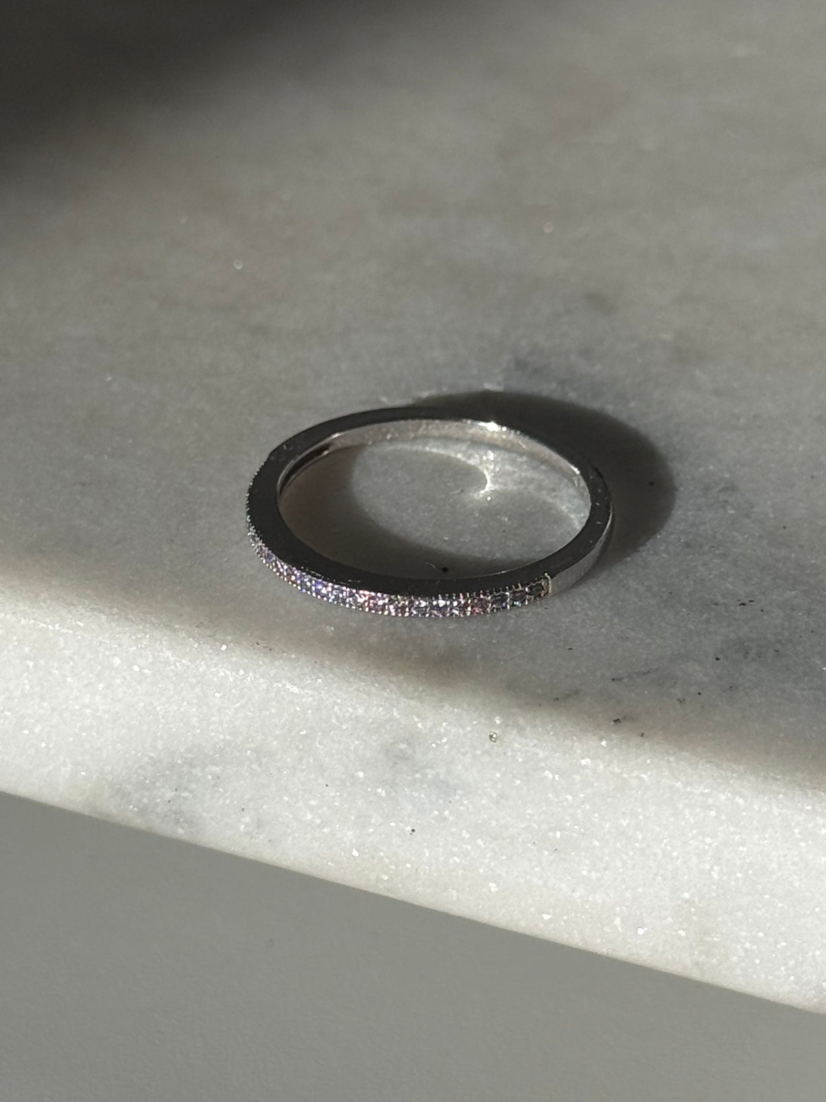 Pink Sterling Silver Thin Dainty Stacker Band Size 8