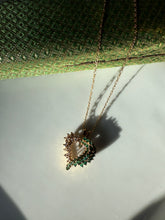 Load image into Gallery viewer, Green White Glass Stone Gold Vermeil Necklace 15”
