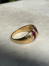 Load image into Gallery viewer, Vintage Ruby &amp; Diamond 18k Gold Dome Ring Size 8.75
