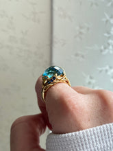 Load image into Gallery viewer, Blue Glass Gold Vermeil Ring Size 7
