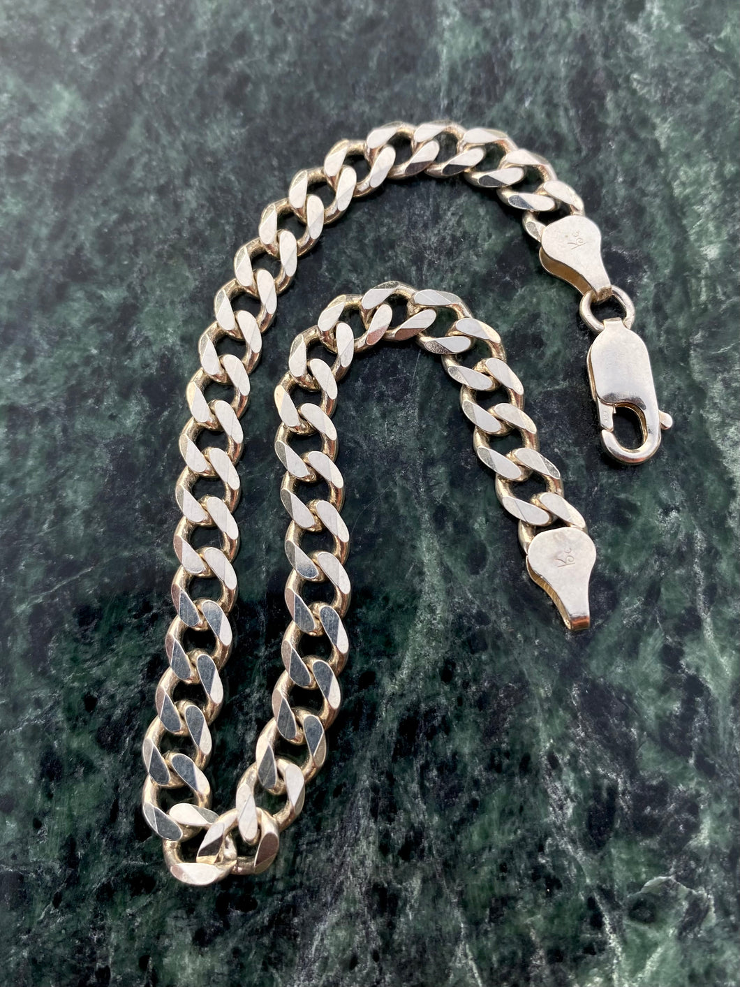 Cuban Curb Link Vintage Sterling Silver Bracelet