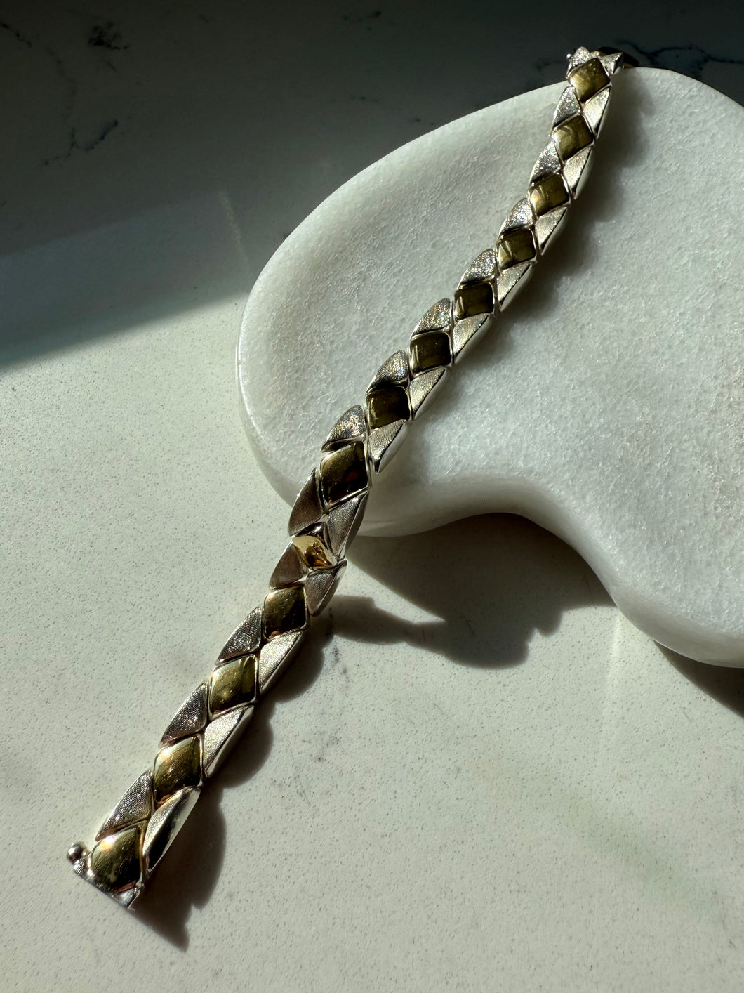 Italian Two-Toned Gold Vermeil Sterling Silver Bracelet 7.25”