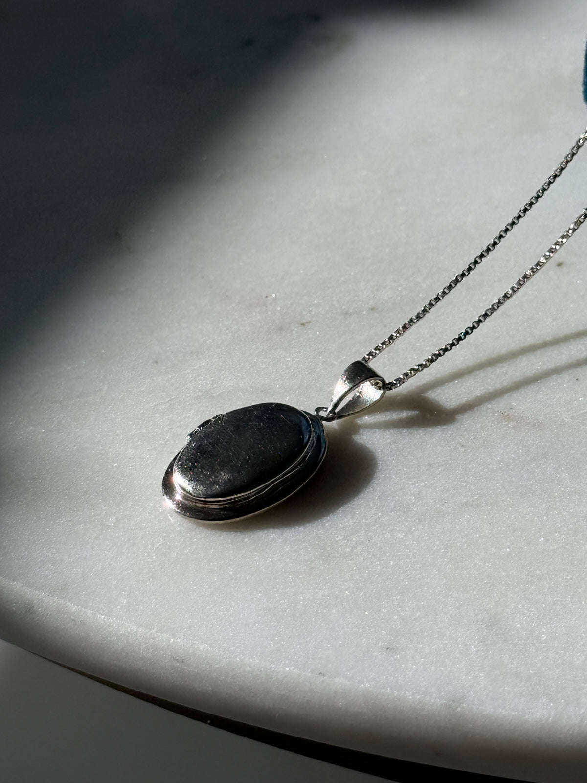Oval Locket Sterling Silver Necklace 18”