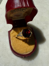 Load image into Gallery viewer, Garnet Glass Gold Vermeil Ring Size 10.5
