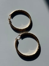 Load image into Gallery viewer, Etched 14k Yellow Gold Large Hoops 1.90”
