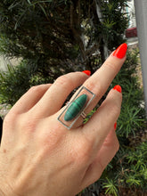 Load image into Gallery viewer, Malachite Sterling Silver Modernist Ring Size 6
