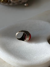 Load image into Gallery viewer, Vintage Carnelian Carved Flower Ring Size 4
