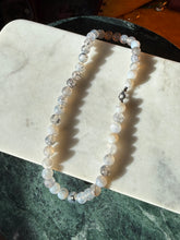 Load image into Gallery viewer, Agate Beaded Sterling Silver Necklace 18”
