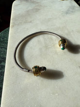 Load image into Gallery viewer, Malachite Mexico Sterling Silver &amp; Brass Bangle Bracelet
