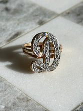 Load image into Gallery viewer, Large ‘D’ Initial Diamond 14k Gold Ring
