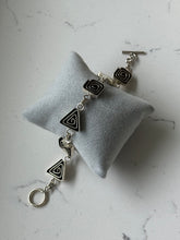 Load image into Gallery viewer, Solid Sterling Silver Geometric Link Toggle Clasp Bracelet
