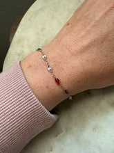 Load image into Gallery viewer, Italian 14k Yellow Gold Multicolor Station Bracelet 7.75”
