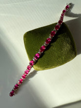 Load image into Gallery viewer, Pink Sterling Silver Tennis Bracelet 7.25”
