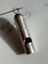 Load image into Gallery viewer, Antique Sterling Silver Etched Whistle Pendant
