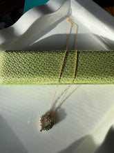 Load image into Gallery viewer, Green White Glass Stone Gold Vermeil Necklace 15”
