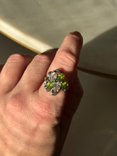 Load image into Gallery viewer, Green &amp; White Sterling Silver Ring Size 7
