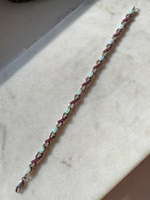 Load image into Gallery viewer, Simulated Opal &amp; Synthetic Pink Sapphire Sterling Silver Bracelet 7.5”
