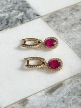 Load image into Gallery viewer, Vintage BH 14k Yellow Gold Dangle Hoop Earrings
